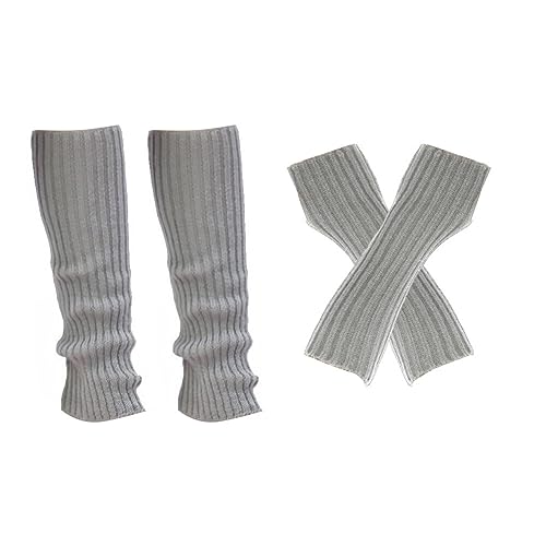 Beinstulpen und Lange Armstulpen Set Baumwolle Strick Beinwärmer Fingerlose Handschuhe Winter Arm Handwärmer Legwarmer Bein und Arm Stulpen für Yoga-Tanzen Turnhalle Ausübt Halten Warm von Surakey