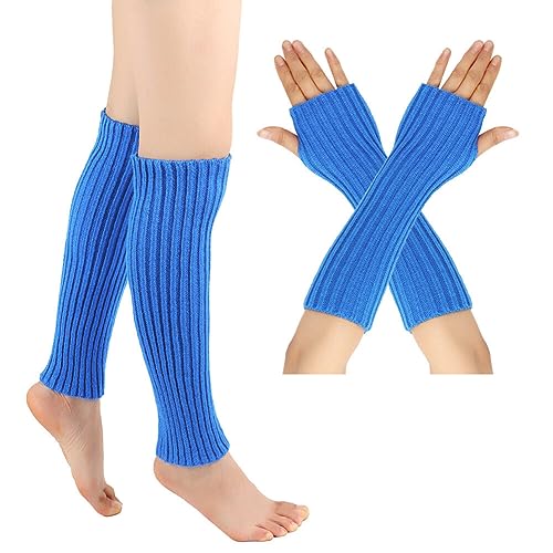 Beinstulpen und Lange Armstulpen Set Baumwolle Strick Beinwärmer Fingerlose Handschuhe Winter Arm Handwärmer Legwarmer Bein und Arm Stulpen für Yoga-Tanzen Turnhalle Ausübt Halten Warm von Surakey