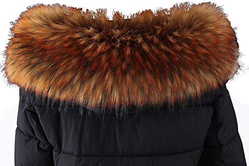 Damen Fauxpelzkragen Pelzschal Pelz Winter Warmer Schal, Fellkragen Pelzkragen Fellstreifen Fuchs Kunstpelz Fell Kragen Pelzschal für Kapuze Wintermantel mit Knöpfen, Braun von Surakey