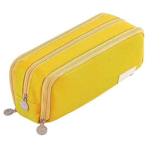 Federmäppchen Mädchen Teenager,Große Kapazität Mäppchen,2 Fächer Pencil Cases,Mäppchen Teenager,Langlebig Federtaschen,Pencil Case Etui Stifte Bleistifttasche für Schule & Büro Gelb von Surakey