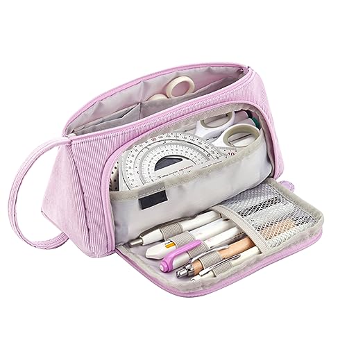 Federmäppchen Mädchen Teenager,Große Kapazität Mäppchen,2 Fächer Pencil Cases,Mäppchen Teenager,Langlebig Federtaschen aus Cord,Pencil Case Etui Stifte Bleistifttasche für Schule & Büro Lila von Surakey