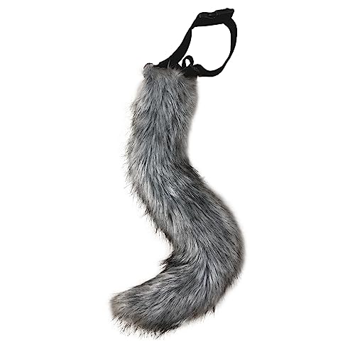 Halloween Kostüme Plüsch Fuchsschwanz Cosplay Kunstpelz Fuchs Wolf Kostüm Katze Schwanz Kinder Erwachsene Cosplay Halloween Weihnachtsfeier Fasching Karneval Masquerade Cosplay Frauen,dunkelgrau von Surakey