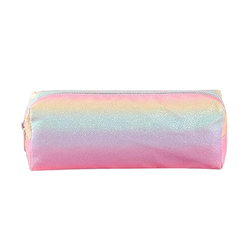 Studenten Mäppchen,Regenbogen Mädchen Laser Federmäppchen Federtasche Damen Geldbörse Kosmetiktasche Make-up Tasche Farbige Plüsch Schreibwaren Tasche Bleistift Tasche mit Reißverschluss von Surakey