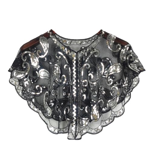 Surakey 1920s Jahre Pailletten Stola Damen Retro Schal Umschlagtücher Hochzeit Braut Schal Schulter Bedeckung für Abendkleid 20er Jahre Stil Gatsby Kostüm Accessoires von Surakey