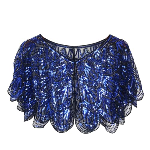 Surakey 1920s Stola Schal Damen Retro Pailletten Umschlagtücher für Abendkleid Retro Gatsby Party Kostüm Accessoires Pailletten Schal und Wraps für Damen Party Karneval Kostüm Elegantes Abend Cape von Surakey