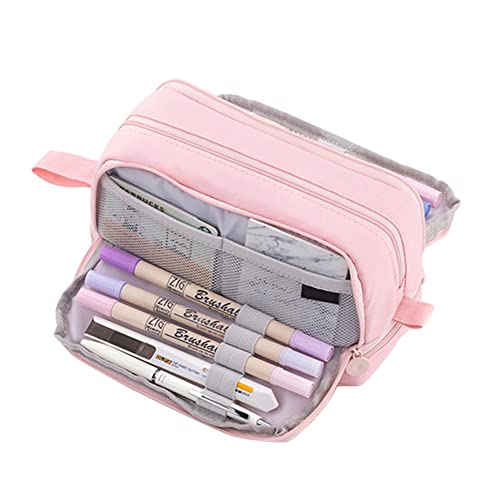 Surakey Federmäppchen mit 3 Fächer Große Kapazität Federtaschen Teenager Mädchen Mäppchen mit Reißverschluss Make-up Tasche Federtasche Stiftetasche Pencil Case Bleistifttasche für Schule & Büro von Surakey