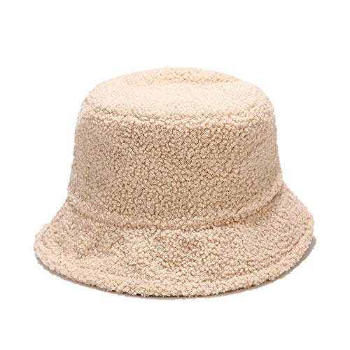 Surakey Fischerhüte Damen Winter Casual Bucket Hat Wintermütze Schlapphut Warmer Fischerhut Eimerhut Plüsch Mütze für Mädchen,Beige von Surakey