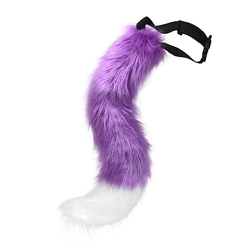 Surakey Halloween Kostüme Plüsch Fuchsschwanz Cosplay Kunstpelz Fuchs Wolf Kostüm Katze Schwanz Kinder Erwachsene Cosplay Halloween Weihnachtsfeier Fasching Karneval Masquerade Cosplay Frauen,Lila von Surakey