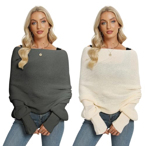 Surakey Strickschal Mit Ärmeln Damen Winter Pulloverschal Wickelpullover Gestrickte Schal mit ärmeln, Multifunktionaler Zopfmusterschal Mode Poncho Schal Cape Schal Stola Einfarbig Wrap Scarf von Surakey