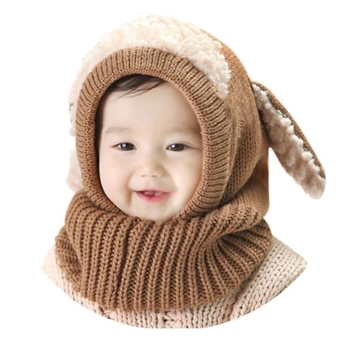 Wintermütze Mädchen Jungen 3-6 Jahre Warm Mütze und Schal Set Baby Kinder Mädchen Beanie Strickmütze Schalmütze Fleece Mütze Warm Schlupfmütze Niedlich Hund Thermische Kapuzen Schal Beanies Hüte von Surakey