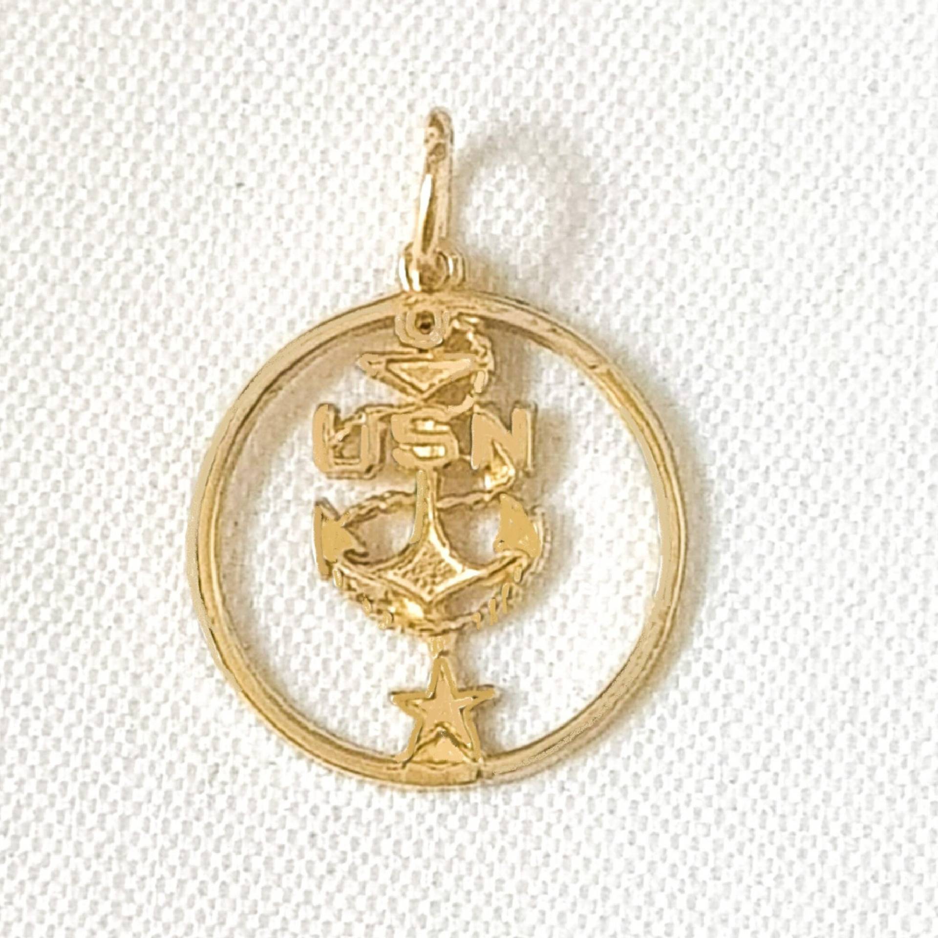 14K Gelb Gold U.s. Navy Anker Anhänger von SuranoDesign