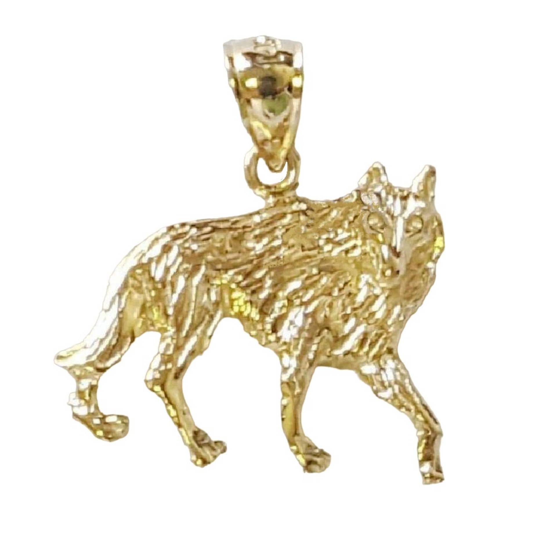 14K Gelb Gold Coyote Wolf Anhänger von SuranoDesign