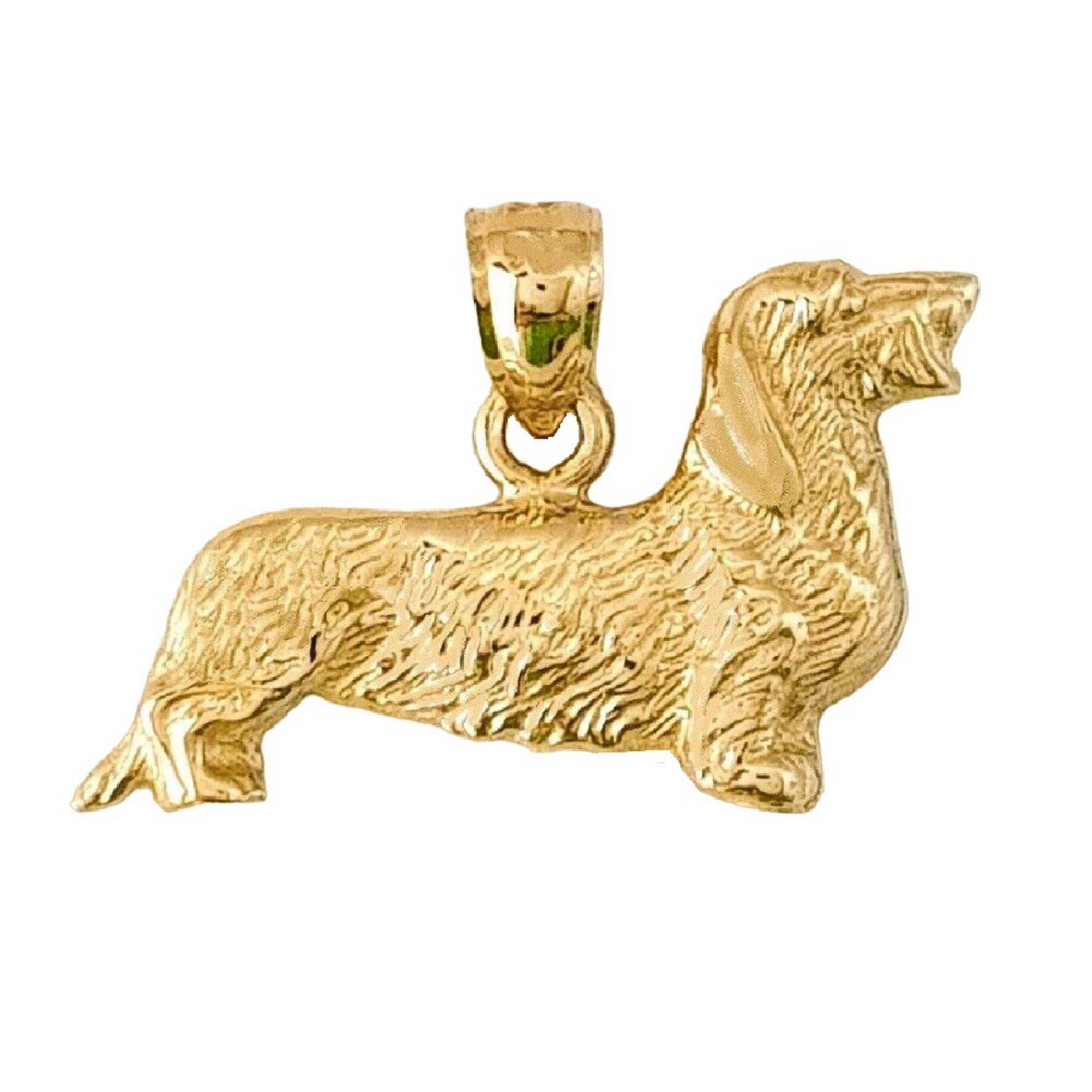 14K Gelbgold Dackel Hund Anhänger von SuranoDesign