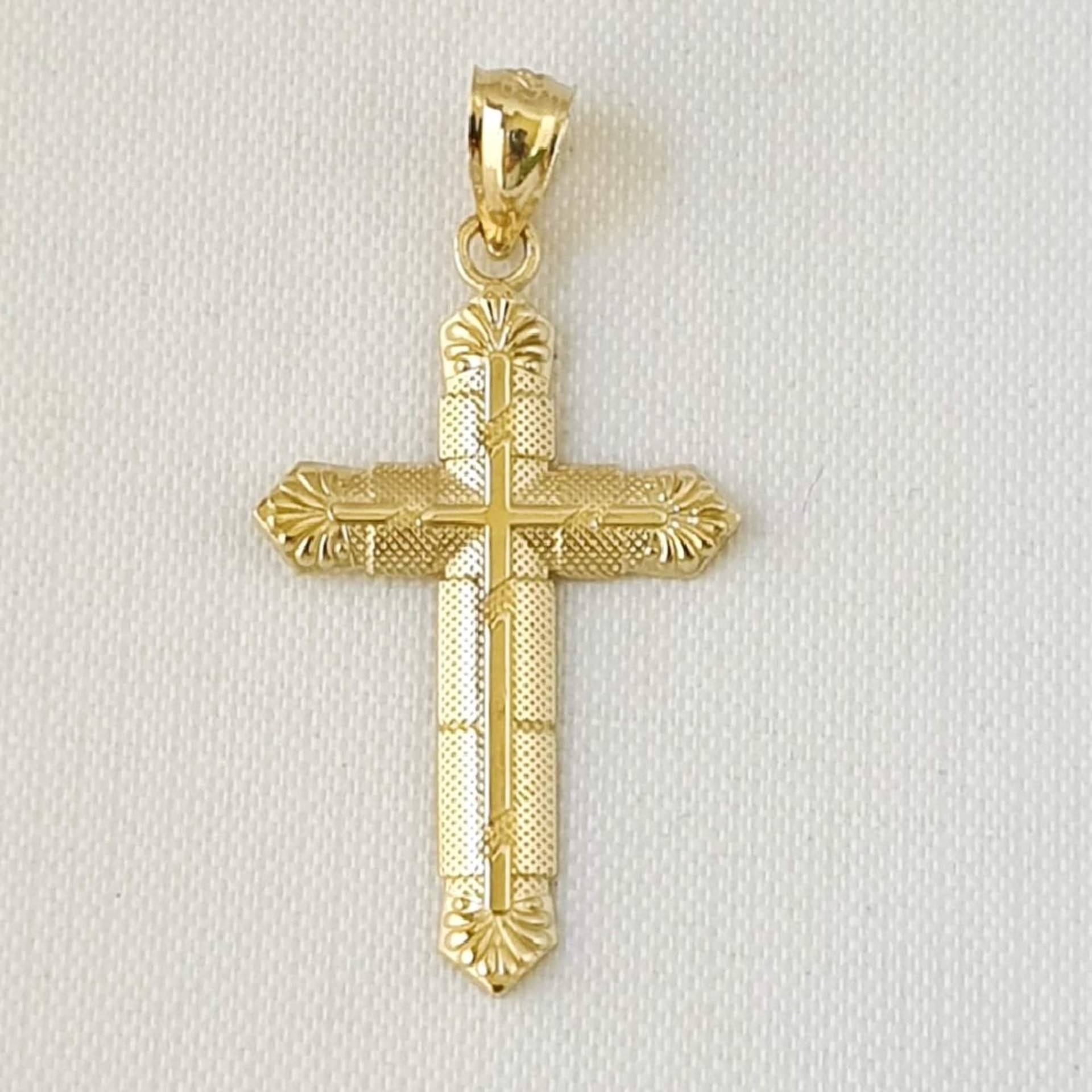 14K Gelbgold Kreuz Anhänger von SuranoDesign