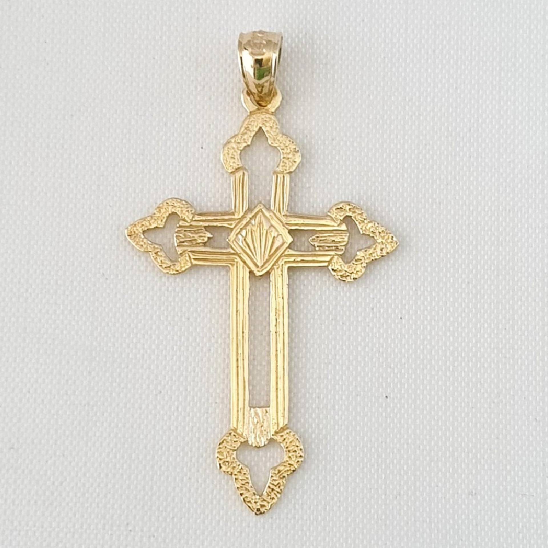 14K Gelbgold Kreuz Großer Anhänger von SuranoDesign