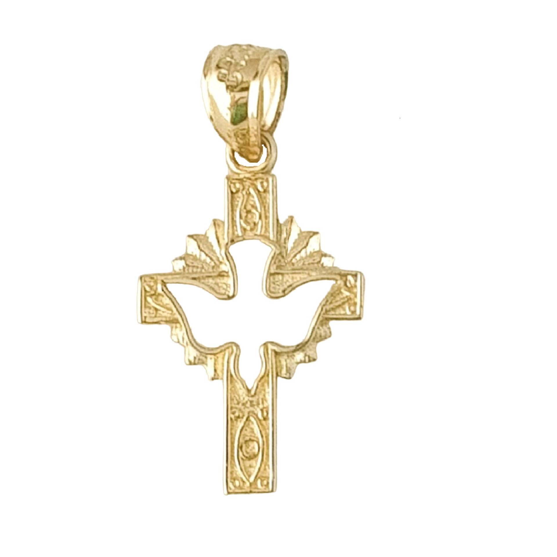 14K Gelbgold Kreuz Mit Heiliger Taube Anhänger von SuranoDesign