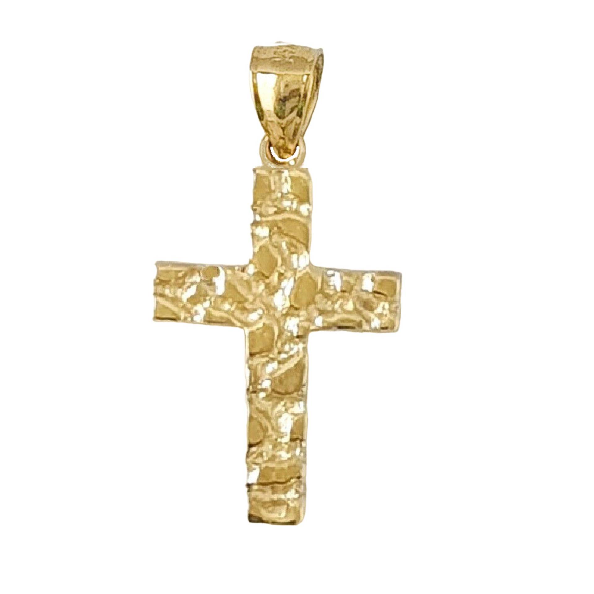 14K Gelbgold Nugget Kreuz Anhänger von SuranoDesign