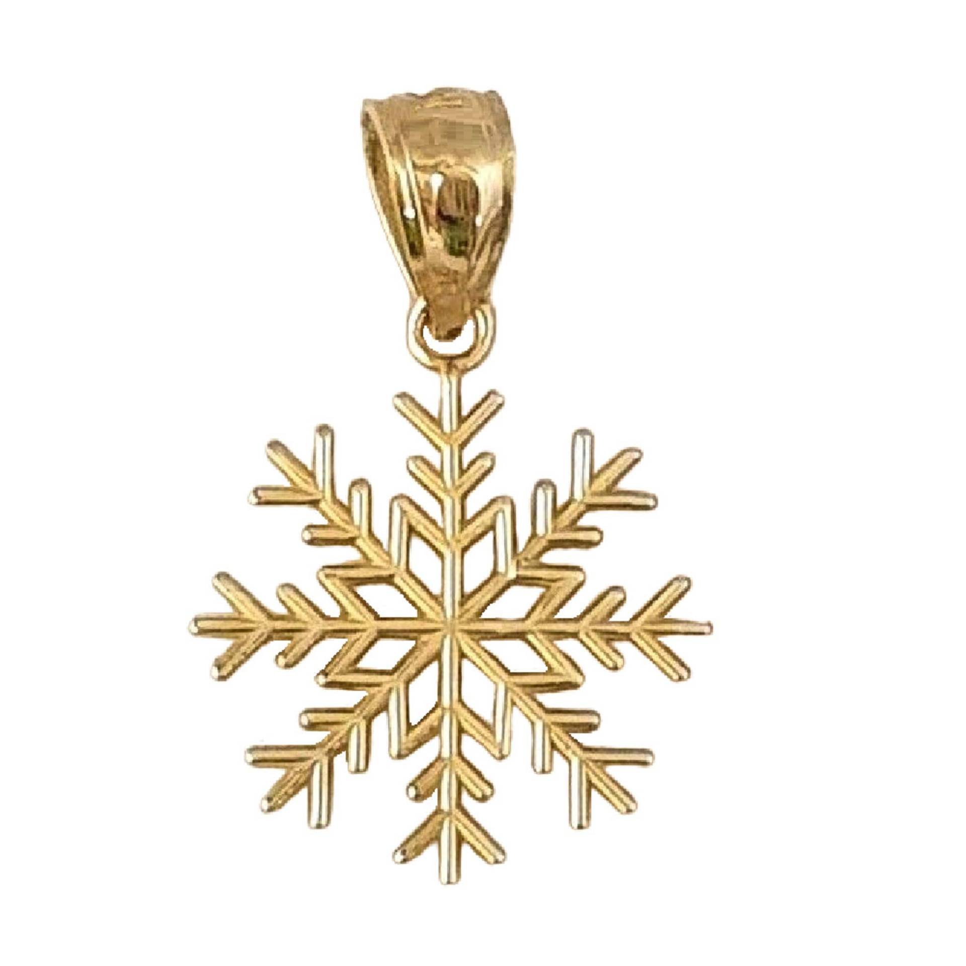 14K Gelb Gold Schneeflocke Anhänger Charm von SuranoDesign