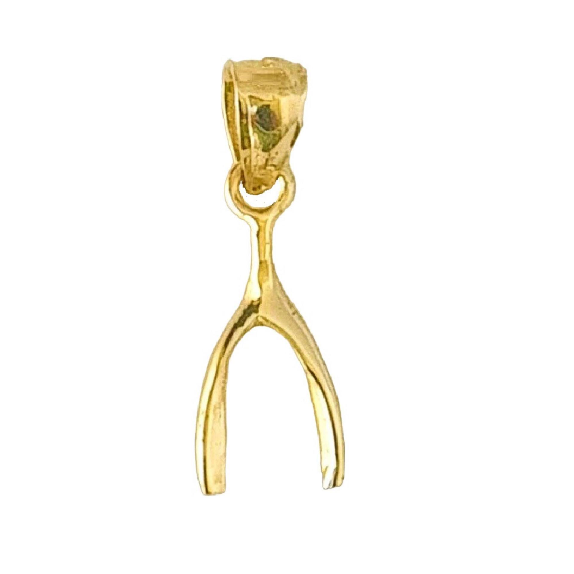 14K Gelb Gold Wishbone Charm Anhänger von SuranoDesign