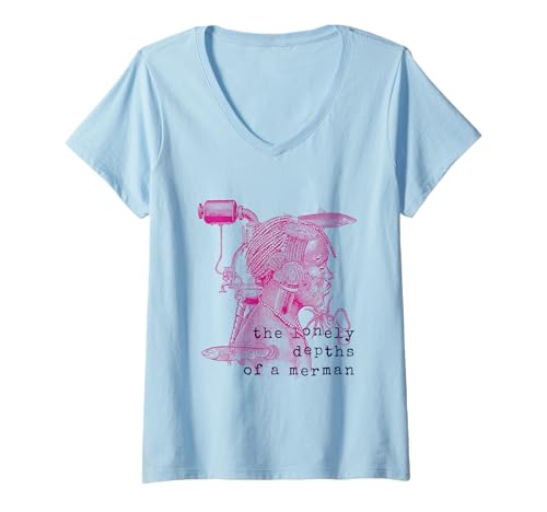 Damen Einsame Tiefen eines Meermanns Steampunk-Ozeankunst T-Shirt mit V-Ausschnitt Damen Einsame Tiefen eines Meermanns Steampunk-Ozeankunst T-Shirt mit V-Ausschnitt von Sureal Steampunk Art Design