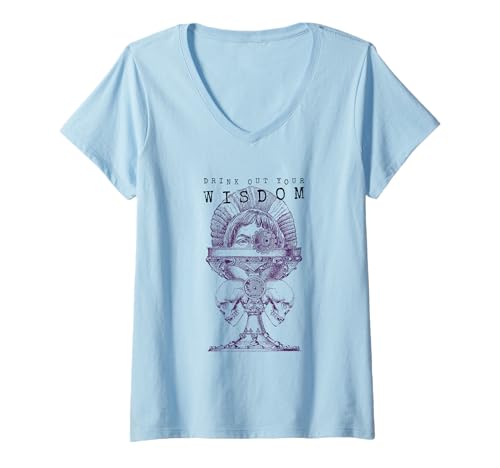 Damen Gothic Wisdom Kelch Makabre Steampunk Art T-Shirt mit V-Ausschnitt Damen Gothic Wisdom Kelch Makabre Steampunk Art T-Shirt mit V-Ausschnitt von Sureal Steampunk Art Design