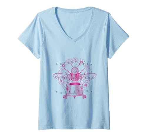 Damen Künstlicher Bestäubungsmechanismus, Steampunk, Insektenkunst T-Shirt mit V-Ausschnitt Damen Künstlicher Bestäubungsmechanismus, Steampunk, Insektenkunst T-Shirt mit V-Ausschnitt von Sureal Steampunk Art Design