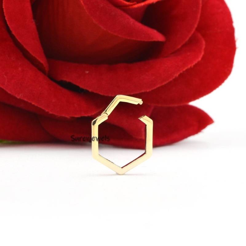14K Gold Sechseck Charms Enhancer, Halter, Multi Charms, Schmuck Schmuck, Hexagon Link Schiebeverschluss von Surenjewels