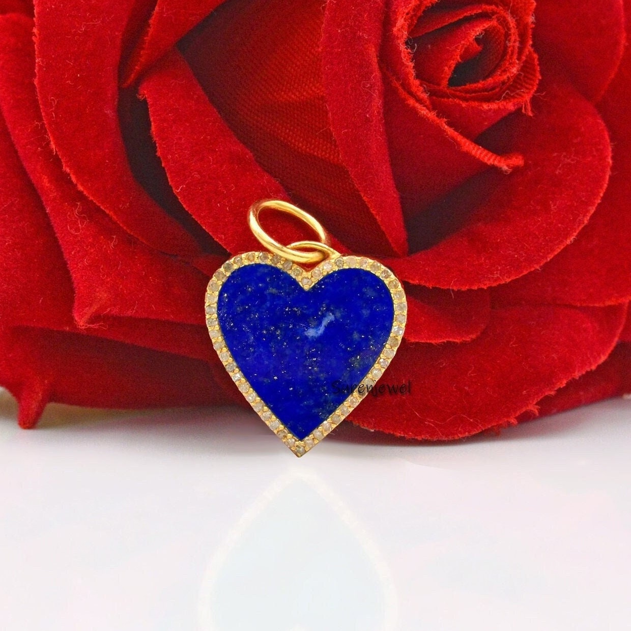 Diamant & Edelstein Herz Anhänger, Charm Lapis Türkis Herz, Malachit Liebe Magie Diamant & Edelstein Herz Anhänger, Charm Lapis Türkis Herz, Malachit Liebe Magie von Surenjewels