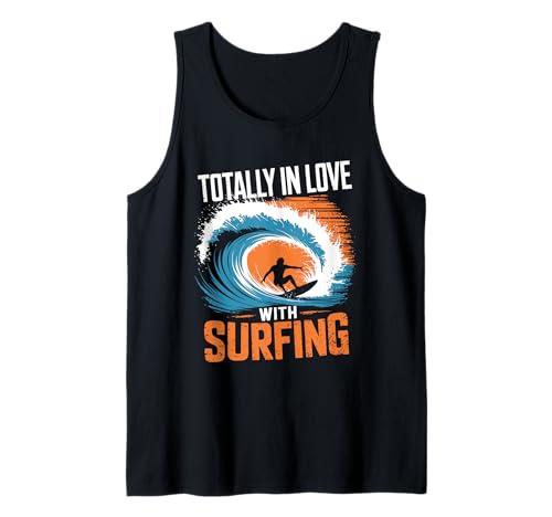 Total in Love with Surfing Surfboard for Men Surfer Tank Top Total in Love with Surfing Surfboard for Men Surfer Tank Top von Surf Clothing for Surfers Surfboard Surfboarder