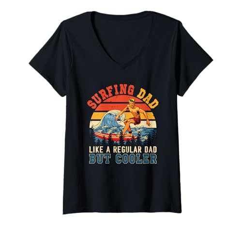 Damen Vintage Surfing Dad Definition Cooler Funny Sport Lover T-Shirt mit V-Ausschnitt Damen Vintage Surfing Dad Definition Cooler Funny Sport Lover T-Shirt mit V-Ausschnitt von Surf Father's Day Costume