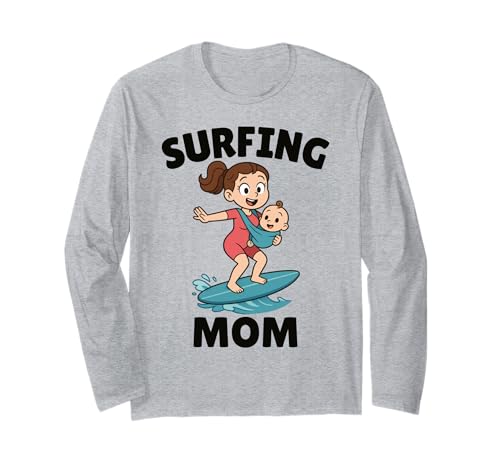 Lustiges Surfen Mutter Surfer Muttertag Geschenk Mama Frauen Mädchen Langarmshirt von Surf Mom Summer Ocean Wave Lover Birthday Present