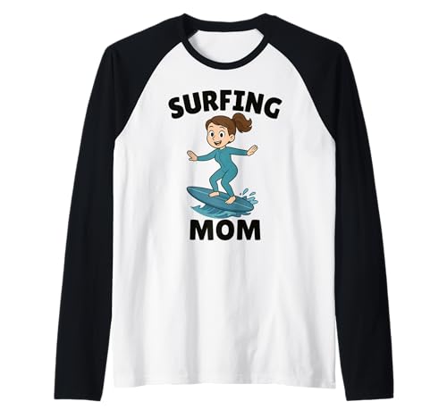 Lustiges Surfen Mutter Surfer Muttertag Geschenk Mama Frauen Mädchen Raglan von Surf Mom Summer Ocean Wave Lover Birthday Present