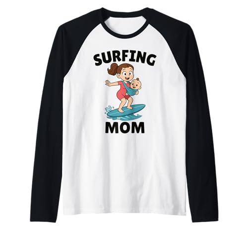 Lustiges Surfen Mutter Surfer Muttertag Geschenk Mama Frauen Mädchen Raglan von Surf Mom Summer Ocean Wave Lover Birthday Present
