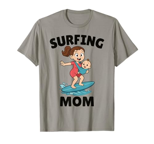Lustiges Surfen Mutter Surfer Muttertag Geschenk Mama Frauen Mädchen T-Shirt von Surf Mom Summer Ocean Wave Lover Birthday Present