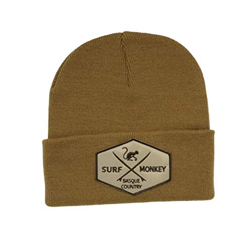 Beanie mit Krempe für Männer - Winter Mütze - Surf Monkey® - Patch am Umschlag - (Braun) von Surf Monkey