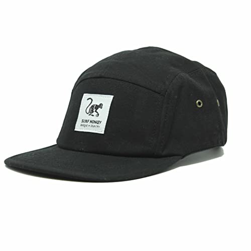 Verstellbare Strapback Cap - Classic Jockey Cap - Herren Damen 5 Panel Surf Monkey® Cap, Schwarz , Einheitsgröße von Surf Monkey