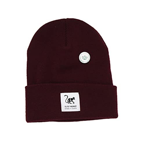 DRESSED IN MUSIC PLAY WITH ME Beanie Recyclingmütze für Erwachsene, Unisex, Surf Monkey®, Einheitsgröße, Wintermütze, Burgundy, 61 von Surf Monkey