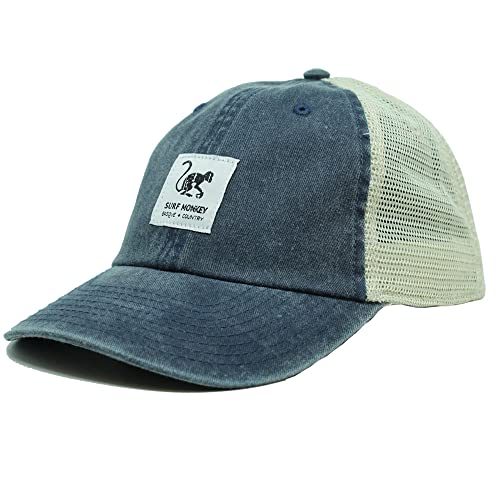 DRESSED IN MUSIC PLAY WITH ME Verstellbare Trucker-Kappe aus Segeltuch – Einheitsgröße – 100% Baumwolle – Herren-/Damenkappen Surf Monkey® (Blau) von Surf Monkey