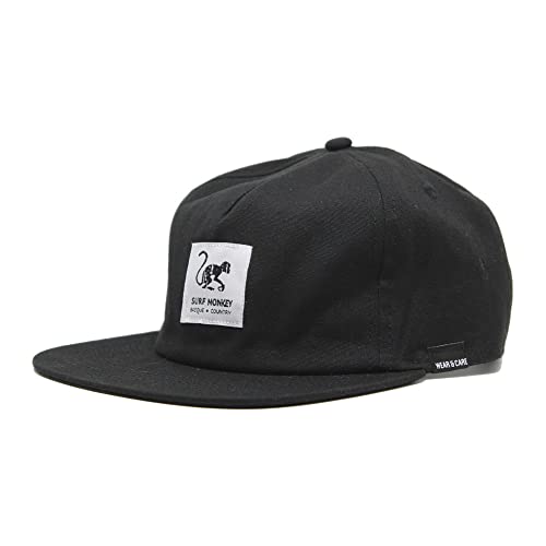 SURF MONKEY 5 Panels Herren/Damen Kappe - 100% Bio-Baumwolle - Einheitsgröße, Schwarz , One size von Surf Monkey