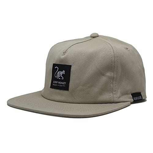 Surf Monkey 5-Panel-Mütze für Herren und Damen, 100 % Bio-Baumwolle, Einheitsgröße, beige, One size von Surf Monkey