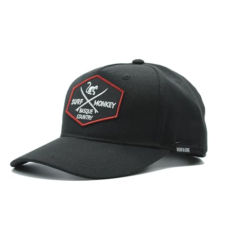 SURF MONKEY Baseball Cap Verstellbare Kappe - Recycelt - Mützen für Damen und Herren, Schwarz , One size von Surf Monkey