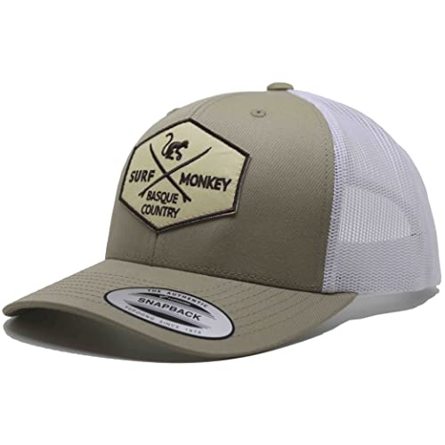 SURF MONKEY Cap Trucker Typ 6P - Gebogenes Visier - verstellbare Snapback Cap - Niedriges Profil, Weiß, One size von Surf Monkey