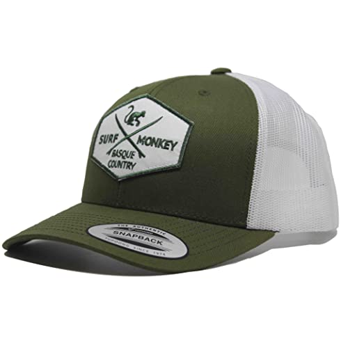 SURF MONKEY Cap Trucker Typ 6P - Gebogenes Visier - verstellbare Snapback Cap - Niedriges Profil, grün, One size von Surf Monkey