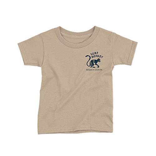 Surf Monkey Kurzarm-T-Shirt für Jungen und Mädchen, Design 2 Affen, sandfarben, 10 Jahre von Surf Monkey