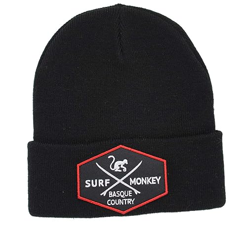 Surf Monkey Strickmütze - Beanie Herren/Damen recycelt - Einheitsgröße - Winter/Herbst Mütze, Schwarz , One size von Surf Monkey