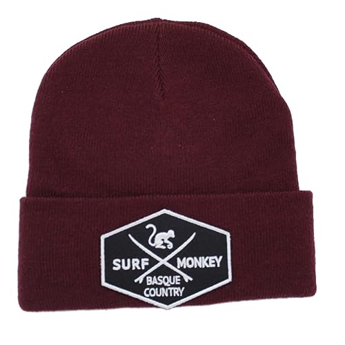 Surf Monkey Strickmütze - Beanie Herren/Damen recycelt - Einheitsgröße - Winter/Herbst Mütze, burgunderrot, One size von Surf Monkey