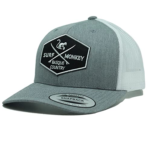 SURF MONKEY Trucker 6p Cap - gebogenes Visier - verstellbare Snapback-Kappe - niedriges Profil, grau, One size von Surf Monkey