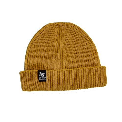 Surf Monkey Recycelte Docker-Mütze für Damen und Herren, Einheitsgröße – Beanie aus recyceltem Polyester – Wear&Care, gold, One size von Surf Monkey
