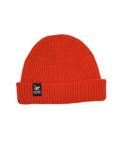 Surf Monkey Recycelte Docker-Mütze für Damen und Herren, Einheitsgröße – Beanie aus recyceltem Polyester – Wear&Care, rot, One size von DRESSED IN MUSIC PLAY WITH ME