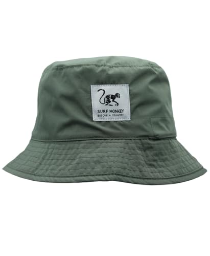 Surf Monkey Recycled Bucket Hat - Anglermütze für Erwachsene, wasserdicht, Einheitsgröße, wendbar, Grün/Beige, One size von Surf Monkey